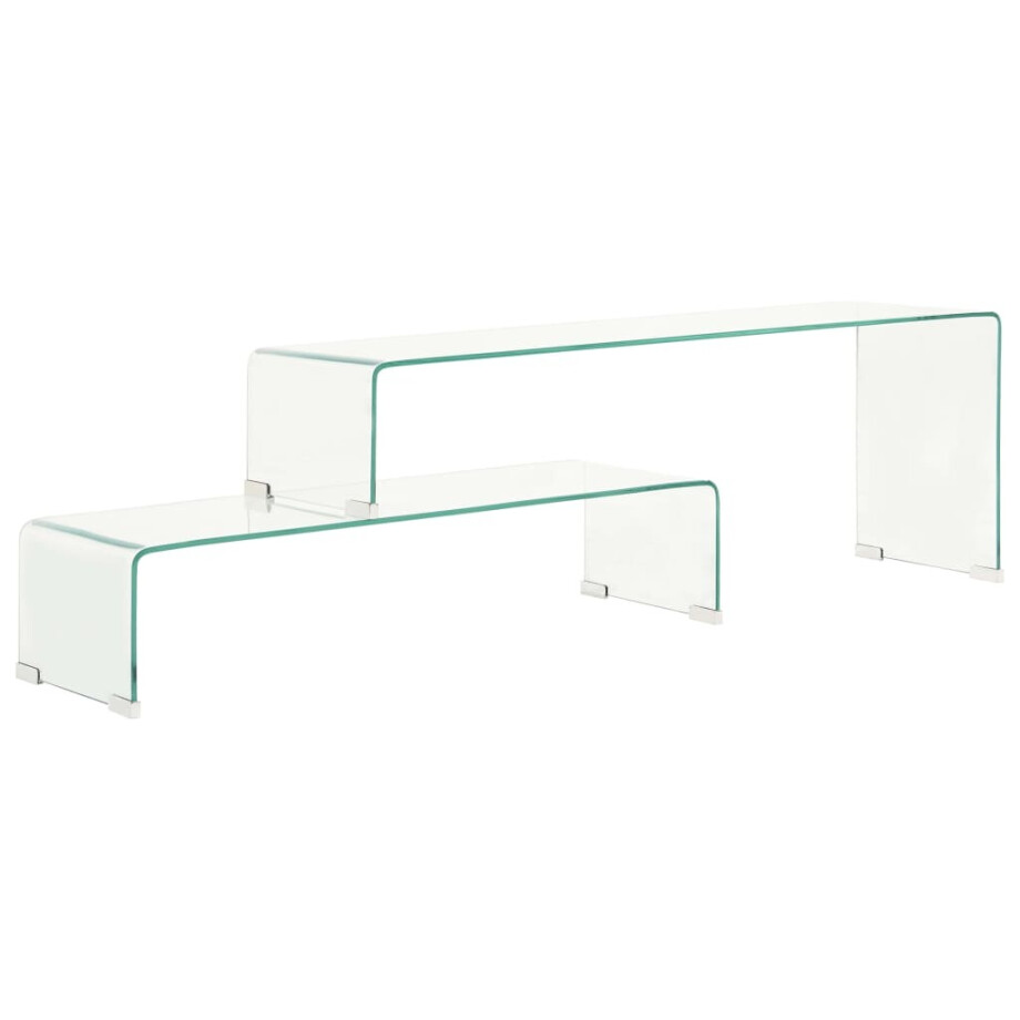 vidaXL 2-delige salontafelset 90x30x20/110x30x40 cm gehard glas afbeelding 1