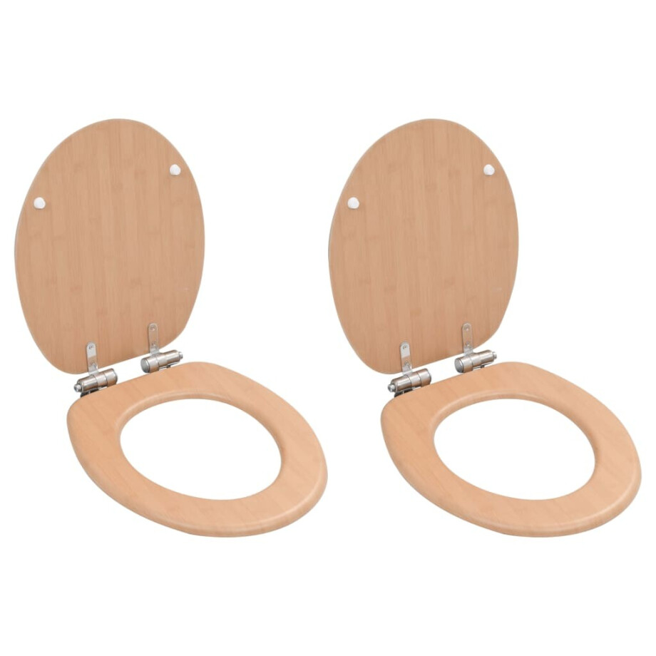 vidaXL Toiletbrillen 2 st met soft-close deksels MDF bamboeontwerp afbeelding 1