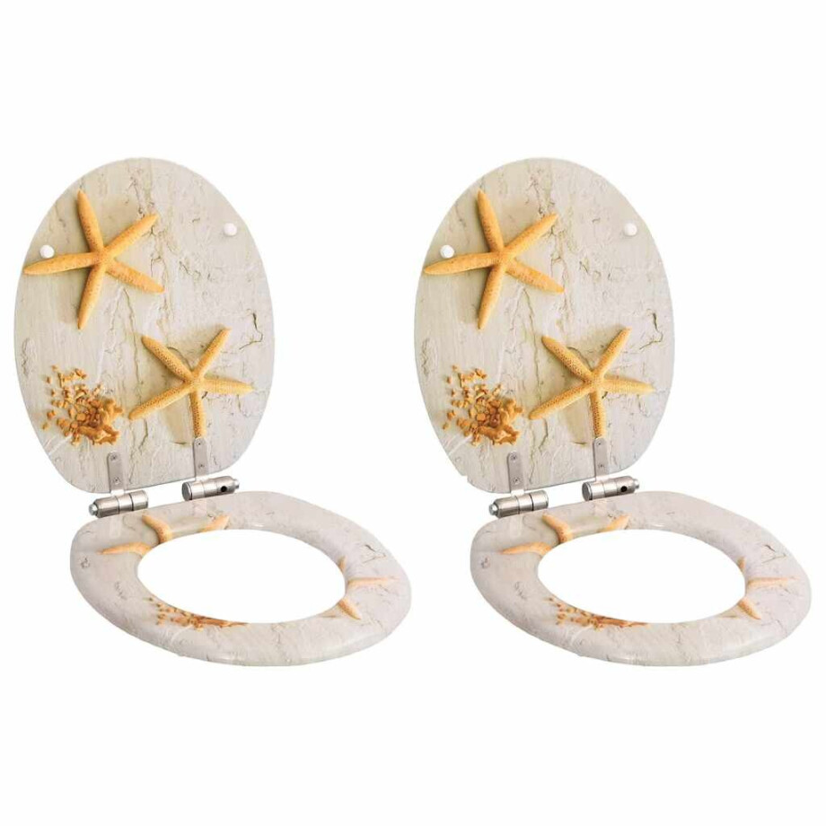 vidaXL Toiletbrillen 2 st met soft-close deksels MDF zeesterontwerp afbeelding 1