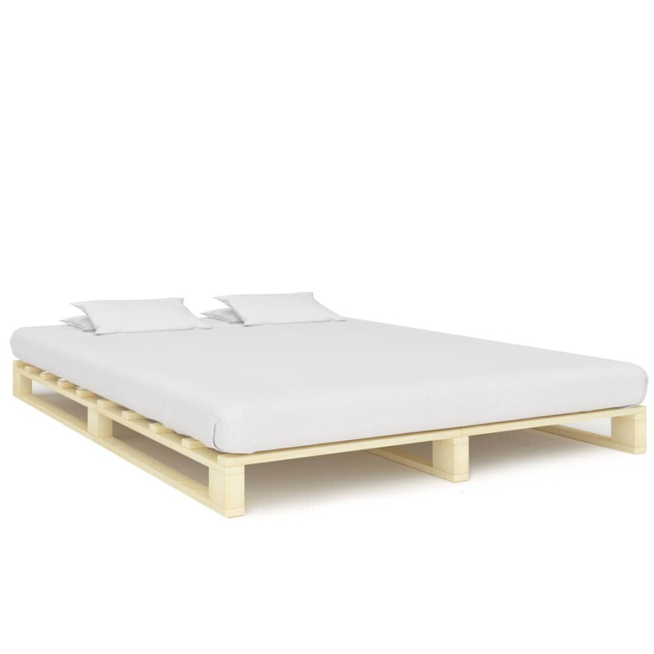 vidaXL Bedframe pallet massief grenenhout 200x200 cm vidaXL Bedframe pallet massief grenenhout 200x200 cm afbeelding 1