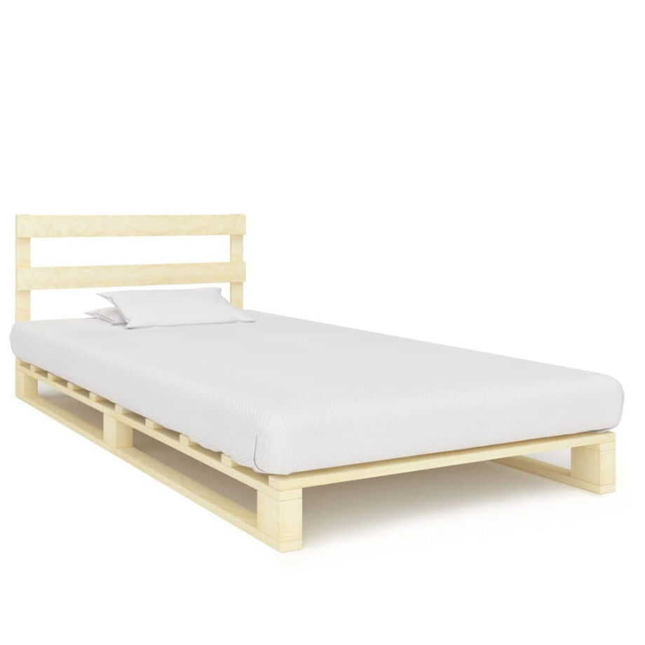 vidaXL Bedframe pallet massief grenenhout 100x200 cm vidaXL Bedframe pallet massief grenenhout 100x200 cm afbeelding 1