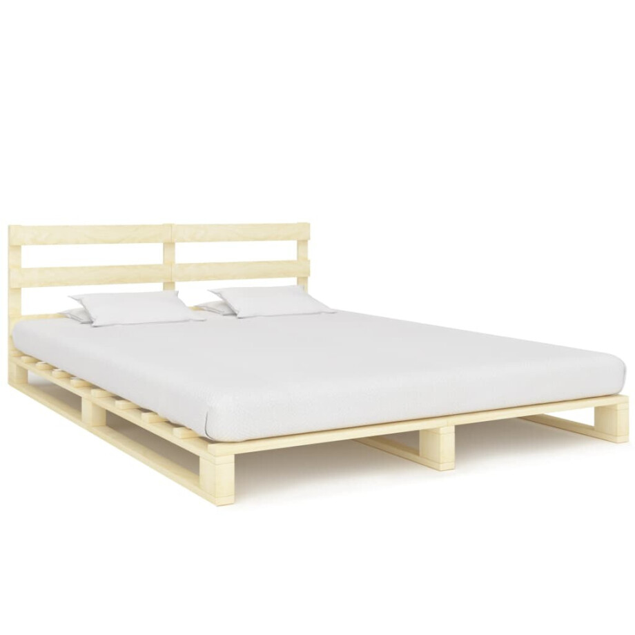vidaXL Bedframe pallet massief grenenhout 160x200 cm vidaXL Bedframe pallet massief grenenhout 160x200 cm afbeelding 1