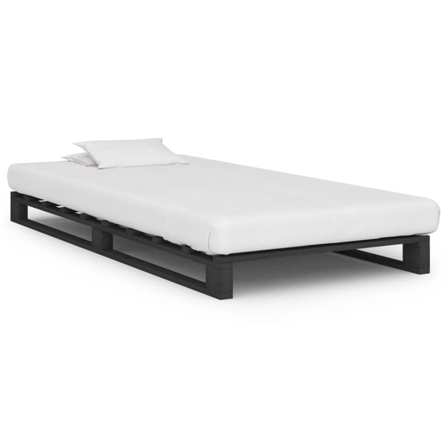 vidaXL Bedframe pallet massief grenenhout grijs 90x200 cm afbeelding 1