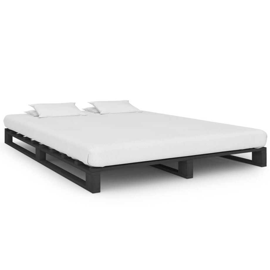 vidaXL Bedframe pallet massief grenenhout grijs 120x200 cm vidaXL Bedframe pallet massief grenenhout grijs 120x200 cm afbeelding 1