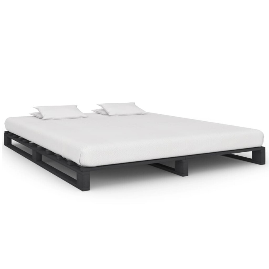 vidaXL Bedframe pallet massief grenenhout grijs 200x200 cm vidaXL Bedframe pallet massief grenenhout grijs 200x200 cm afbeelding 1