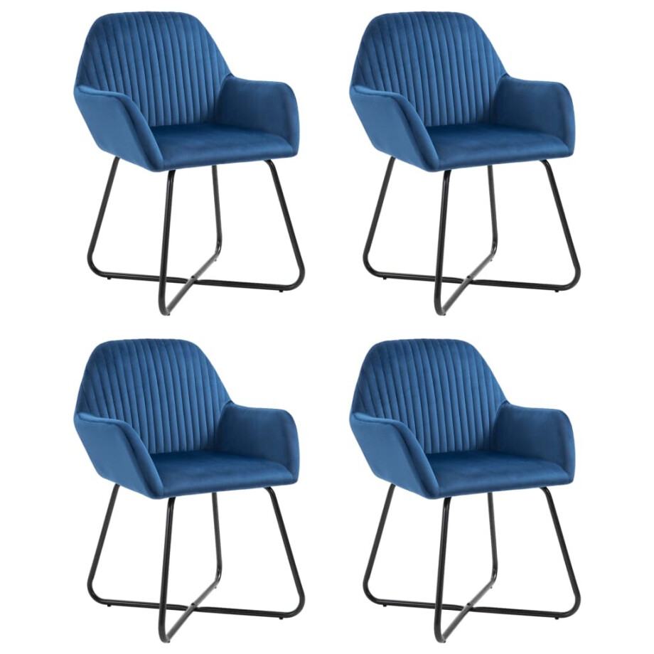 vidaXL Eetkamerstoelen 4 st fluweel blauw vidaXL Eetkamerstoelen 4 st fluweel blauw afbeelding 1