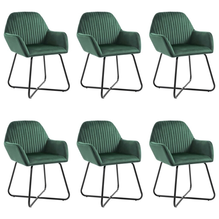vidaXL Eetkamerstoelen 6 st fluweel groen afbeelding 1