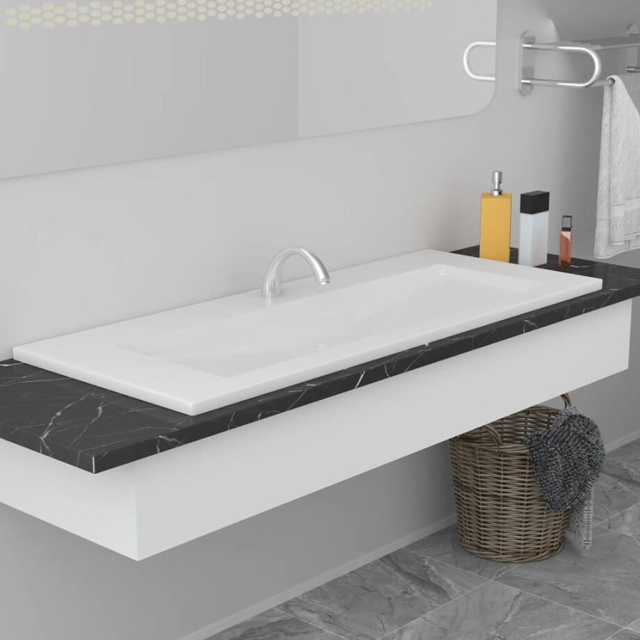 vidaXL Inbouwwastafel 101x39,5x18,5 cm keramiek wit afbeelding 1