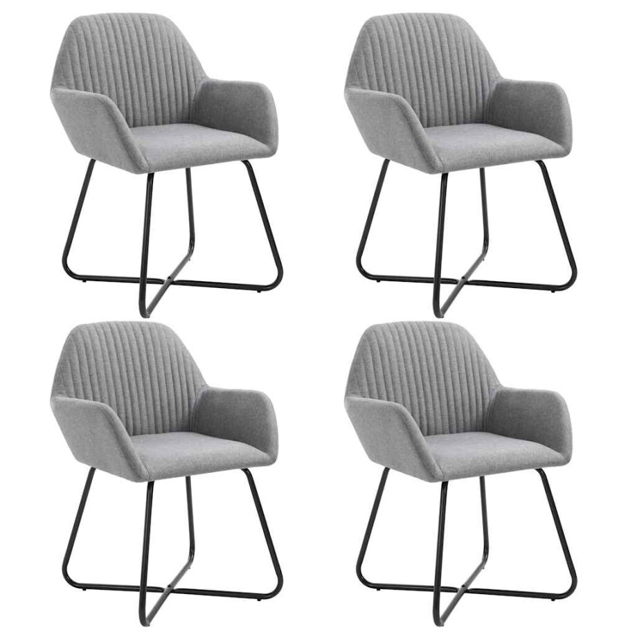 vidaXL Eetkamerstoelen 4 st stof lichtgrijs afbeelding 1