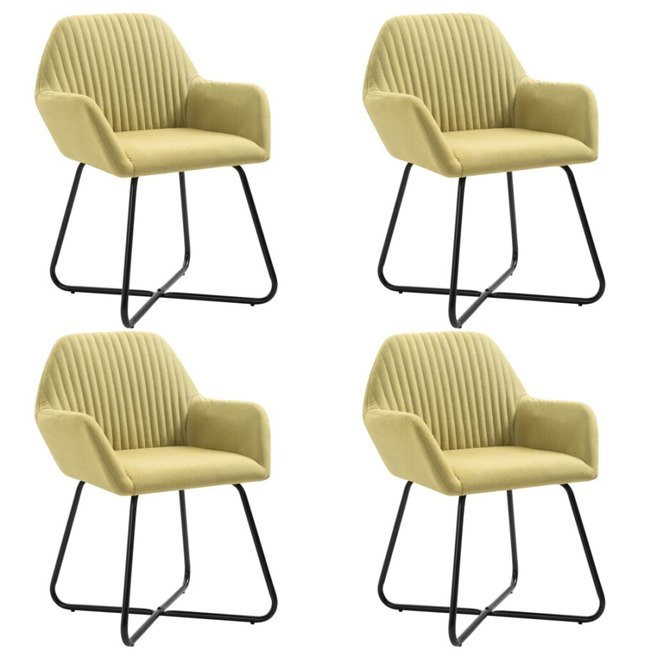 vidaXL Eetkamerstoelen 4 st stof groen afbeelding 1
