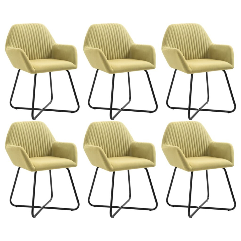 vidaXL Eetkamerstoelen 6 st stof groen afbeelding 1