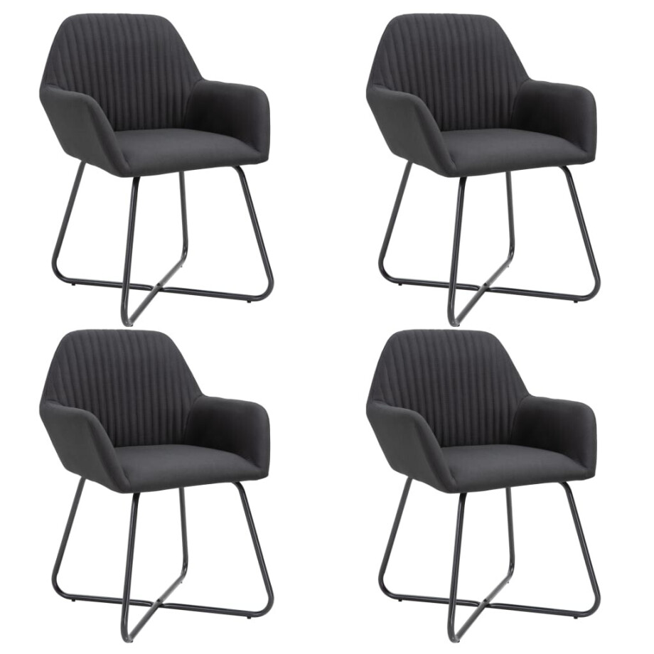 vidaXL Eetkamerstoelen 4 st stof zwart afbeelding 1