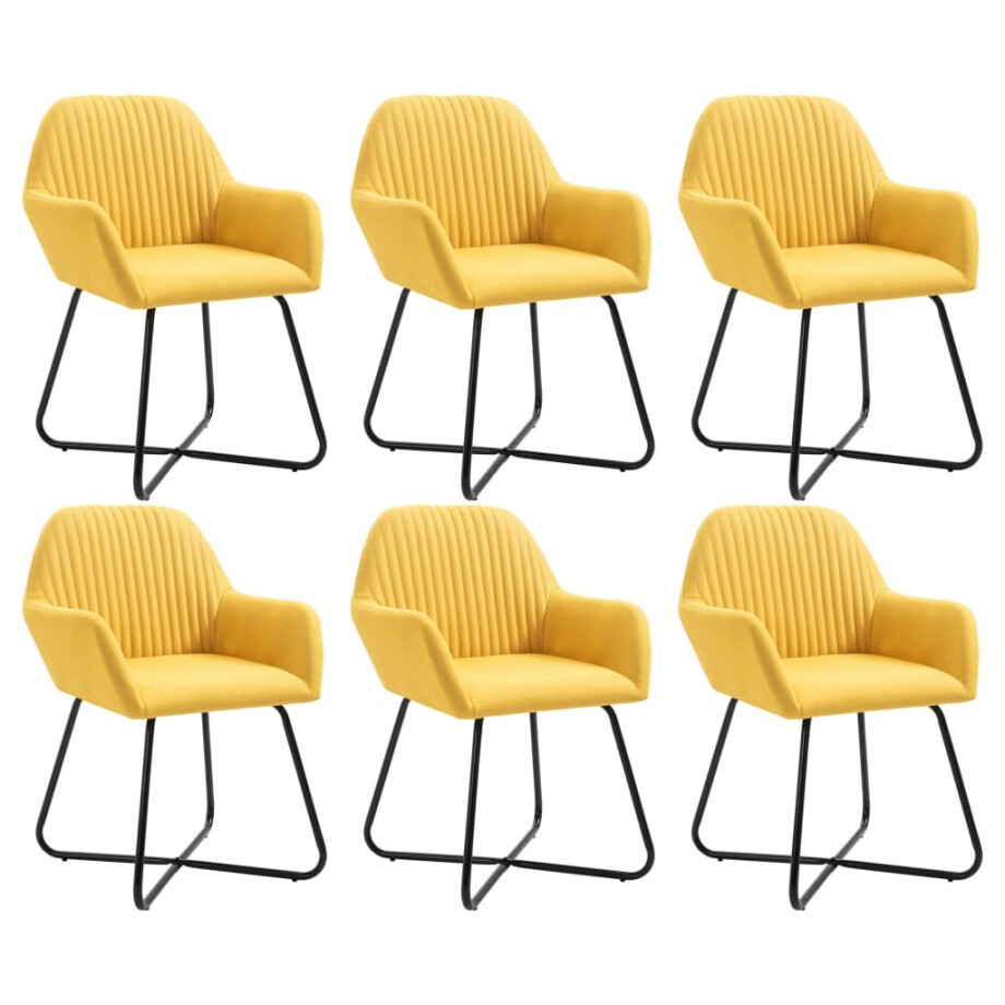 vidaXL Eetkamerstoelen 6 st stof geel afbeelding 1