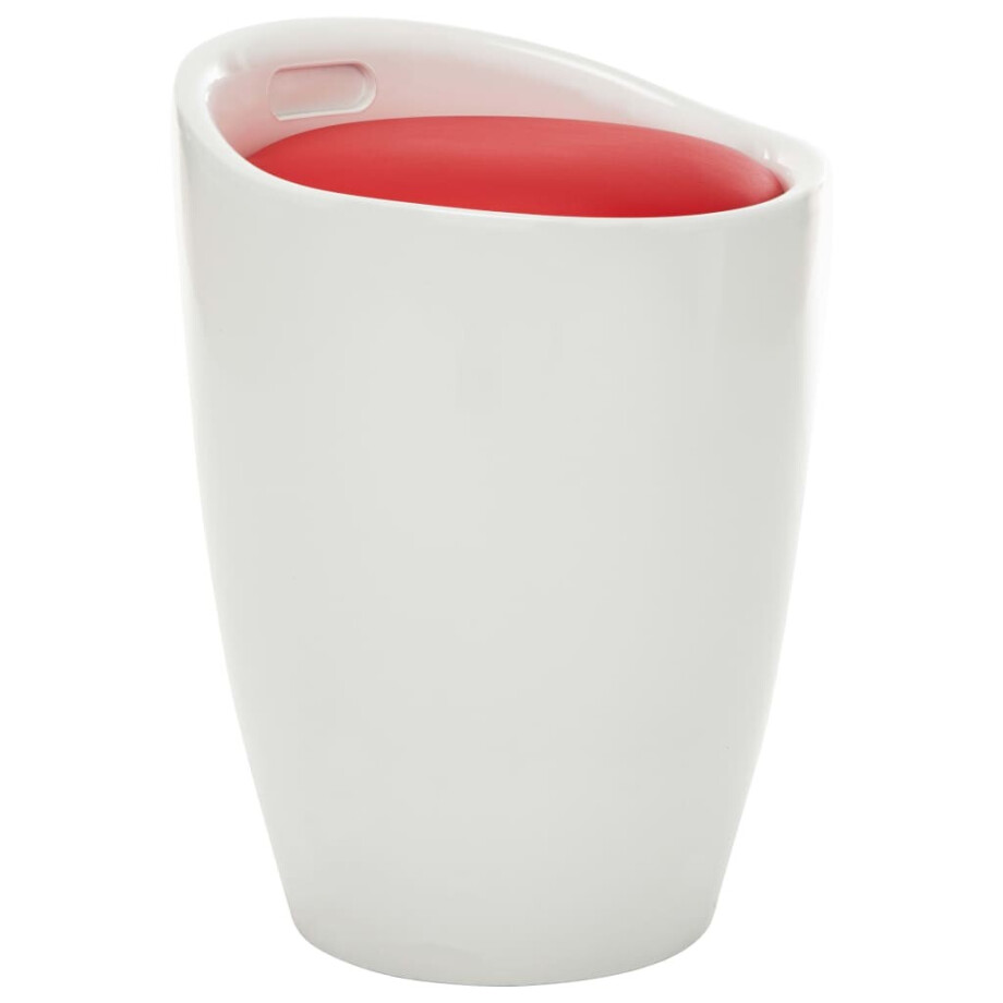 vidaXL Opbergkruk kunstleer wit en rood vidaXL Opbergkruk kunstleer wit en rood afbeelding 1