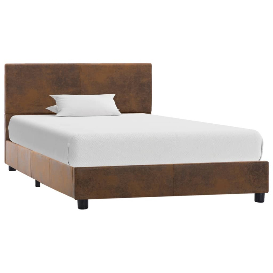 vidaXL Bedframe kunstsuède bruin 90x200 cm afbeelding 1