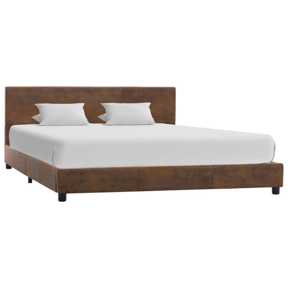 vidaXL Bedframe kunstsuède bruin 120x200 cm afbeelding 1