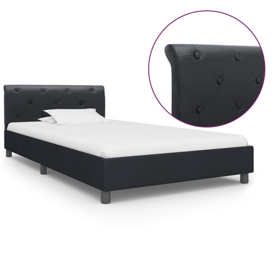 vidaXL Bedframe kunstleer zwart 90x200 cm afbeelding 1