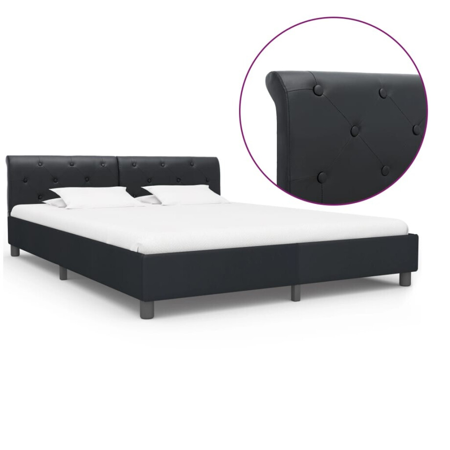 vidaXL Bedframe kunstleer zwart 160x200 cm afbeelding 1