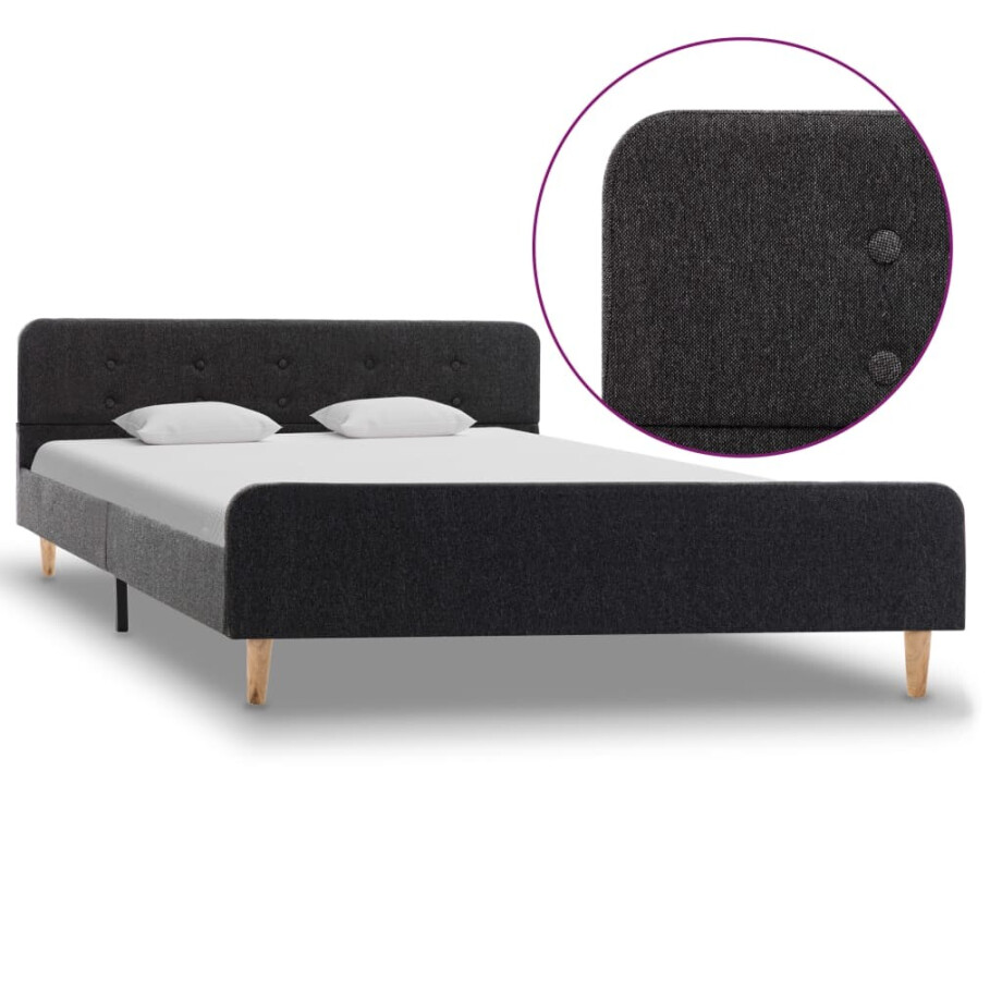 vidaXL Bedframe jute donkergrijs 160x200 cm afbeelding 1