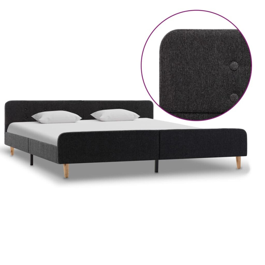 vidaXL Bedframe jute donkergrijs 180x200 cm afbeelding 1