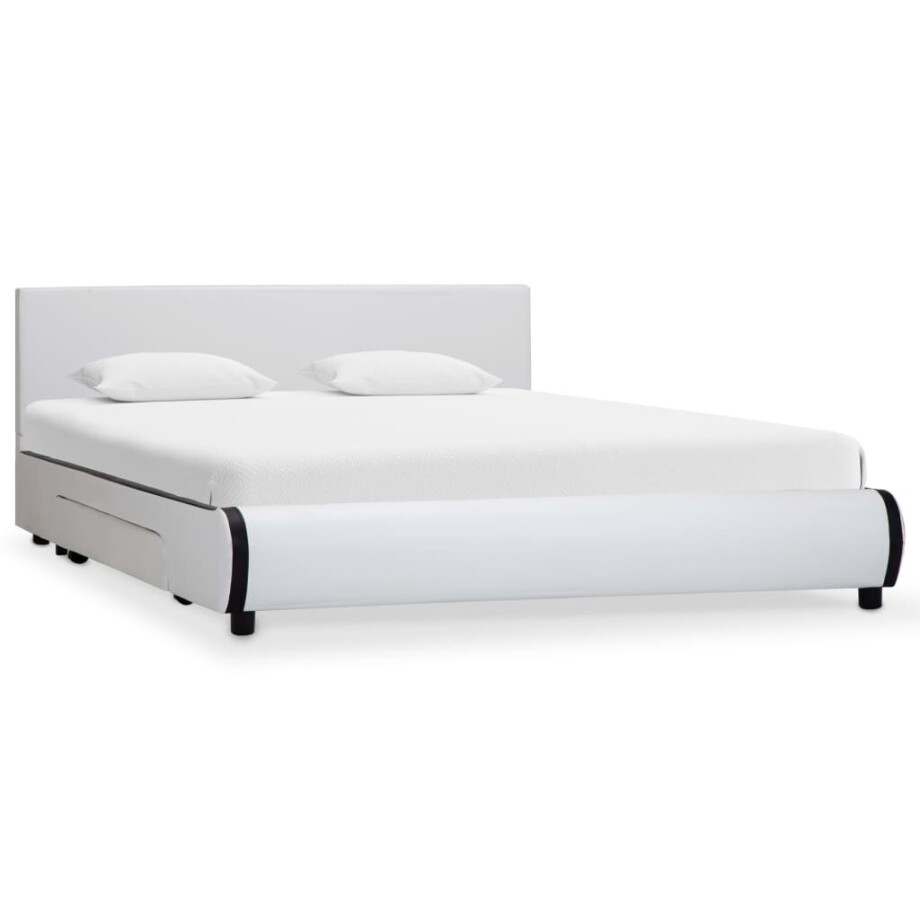 vidaXL Bedframe met lades kunstleer wit 140x200 cm vidaXL Bedframe met lades kunstleer wit 140x200 cm afbeelding 1