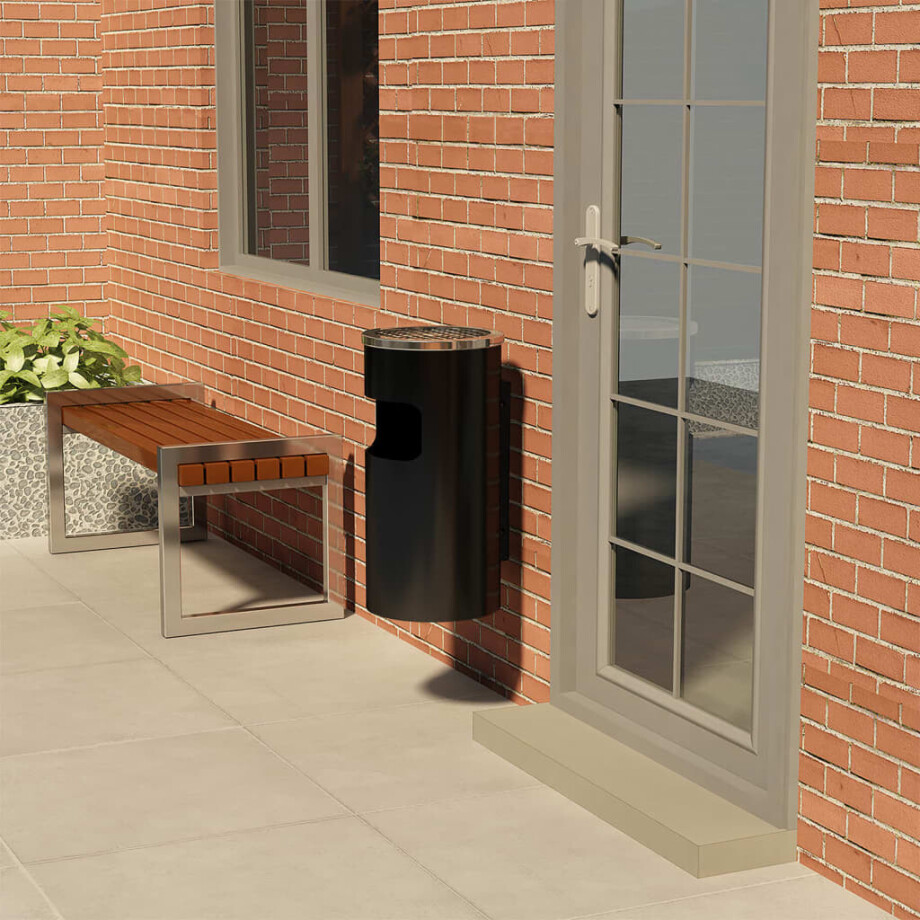 vidaXL Wandasbak/prullenbak 26 L staal zwart vidaXL Wandasbak/prullenbak 26 L staal zwart afbeelding 1