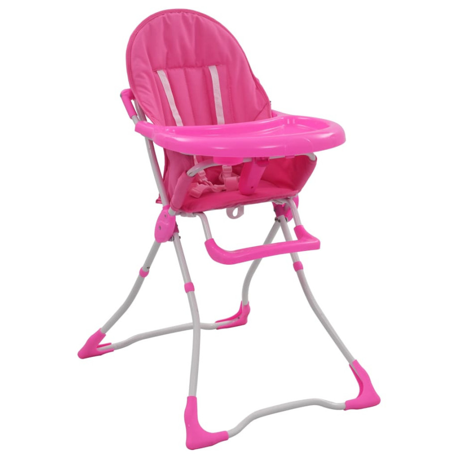 vidaXL Kinderstoel hoog roze en wit afbeelding 1