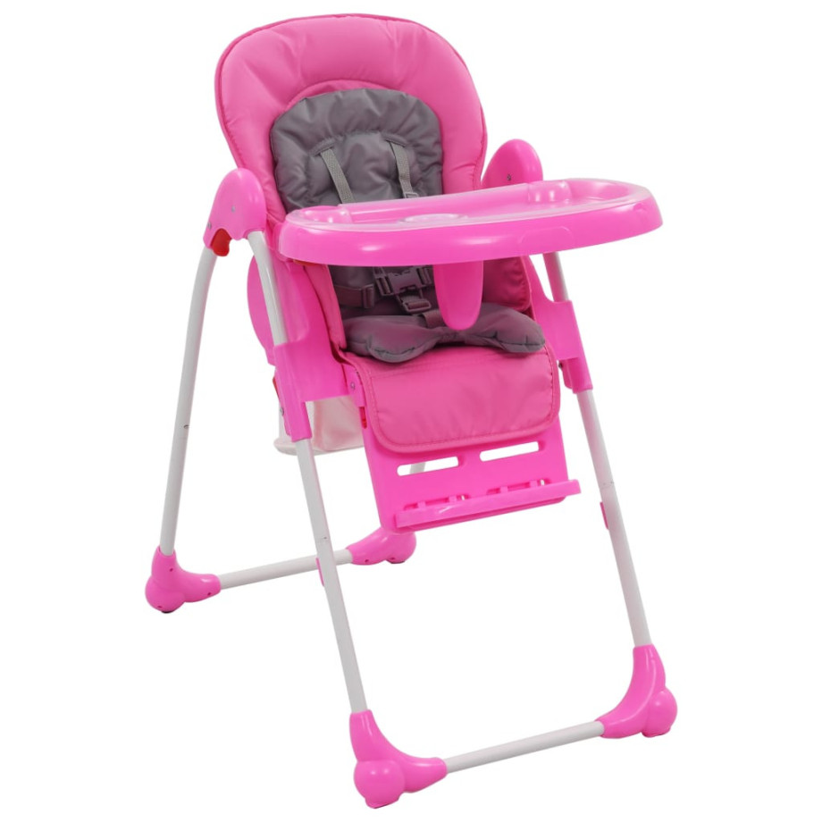 vidaXL Kinderstoel hoog roze en grijs afbeelding 1