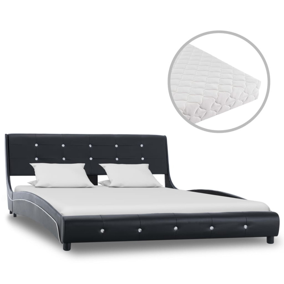 vidaXL Bed met matras kunstleer zwart 140x200 cm afbeelding 1