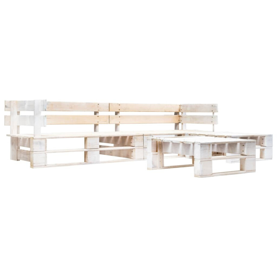 vidaXL 4-delige Loungeset pallet hout wit vidaXL 4-delige Loungeset pallet hout wit afbeelding 1