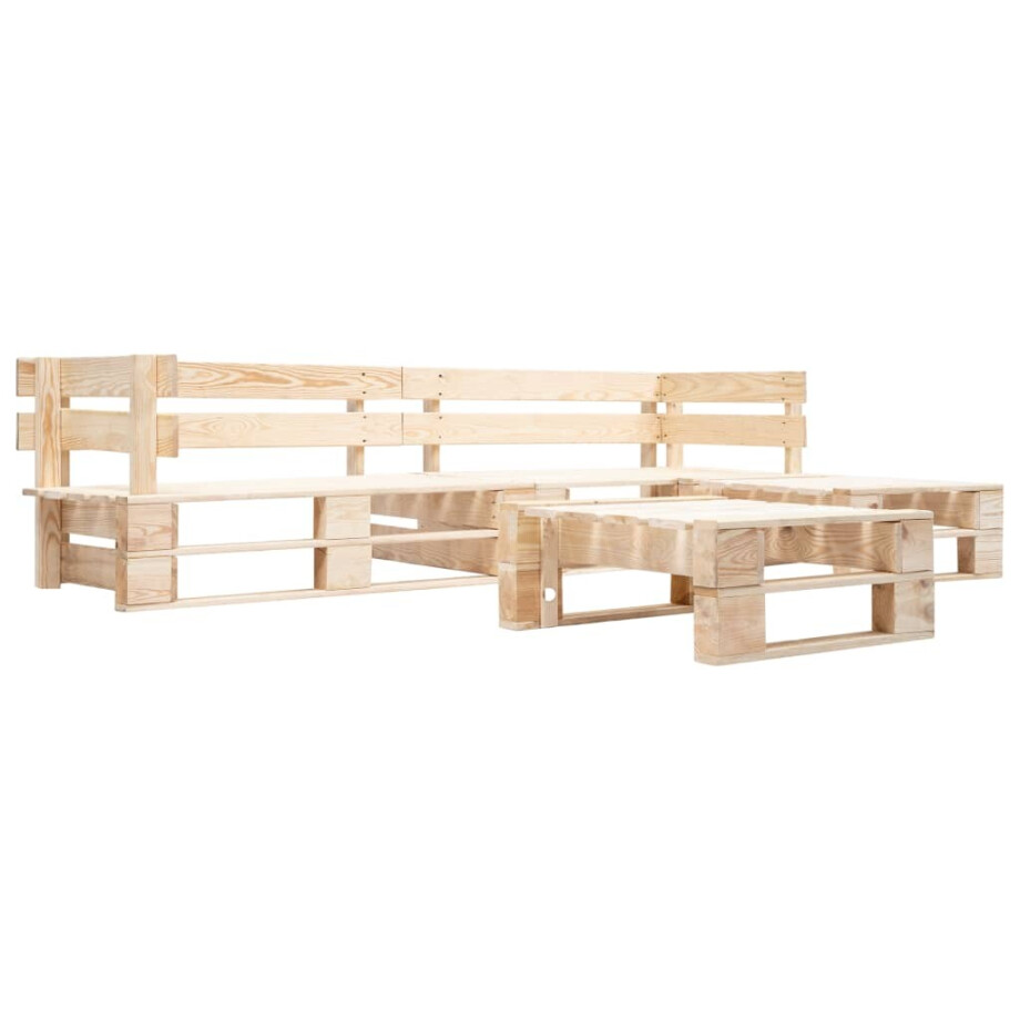 vidaXL 4-delige Loungeset pallet hout naturel vidaXL 4-delige Loungeset pallet hout naturel afbeelding 1