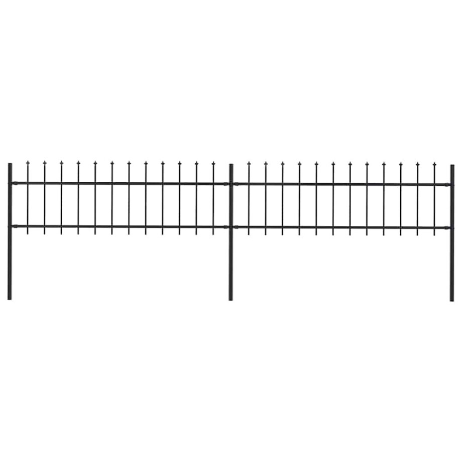 vidaXL Tuinhek met speerpunt staal 359x60 cm zwart vidaXL Tuinhek met speerpunt staal 359x60 cm zwart afbeelding 1