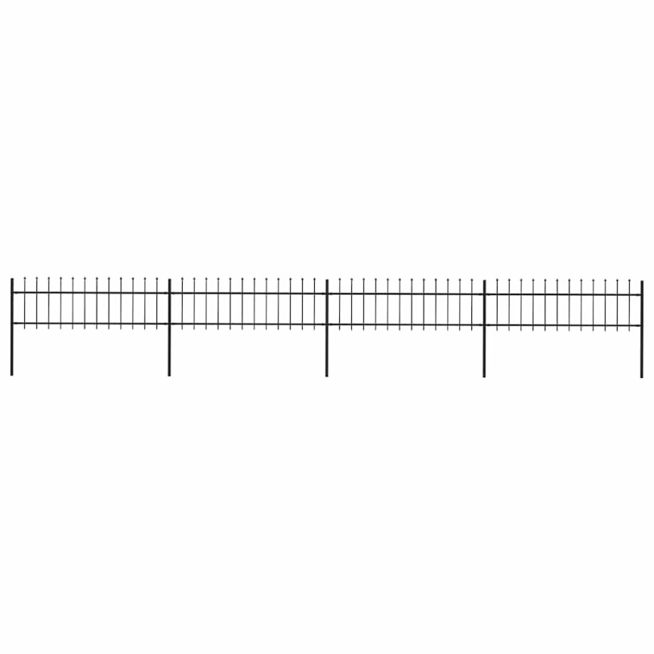 vidaXL Tuinhek met speerpunt staal 714,5x60 cm zwart vidaXL Tuinhek met speerpunt staal 714,5x60 cm zwart afbeelding 1