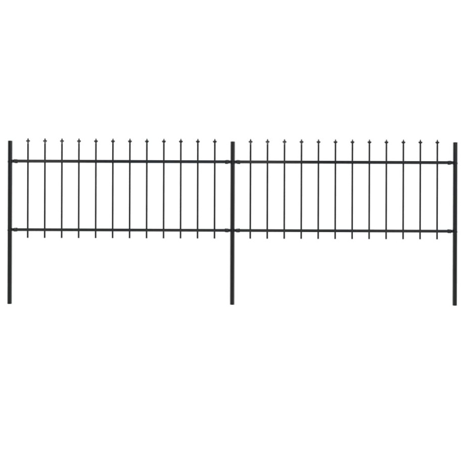 vidaXL Tuinhek met speerpunt staal 359x80 cm zwart afbeelding 1