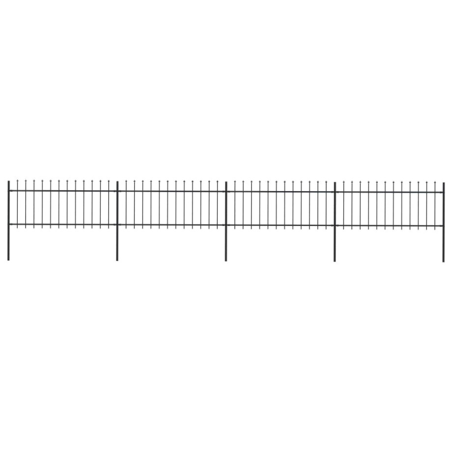 vidaXL Tuinhek met speerpunt staal 714,5x80 cm zwart afbeelding 1