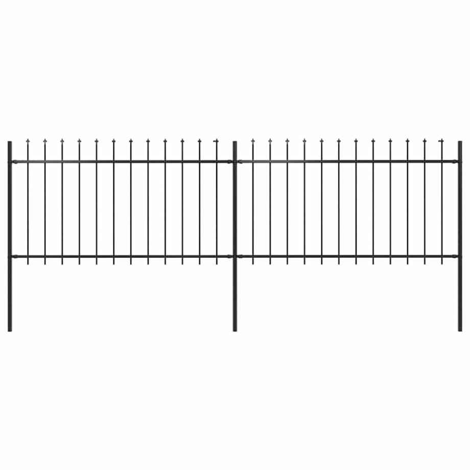 vidaXL Tuinhek met speerpunt staal 359x100 cm zwart afbeelding 1