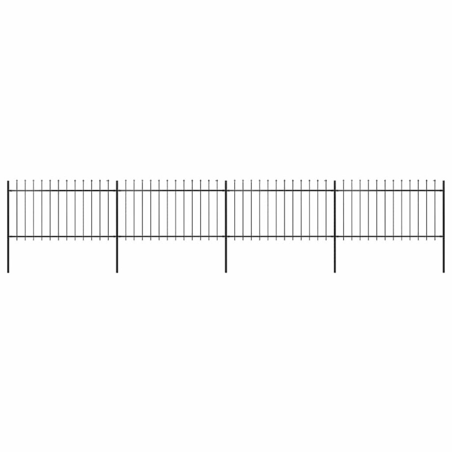 vidaXL Tuinhek met speerpunt staal 714,5x100 cm zwart afbeelding 1