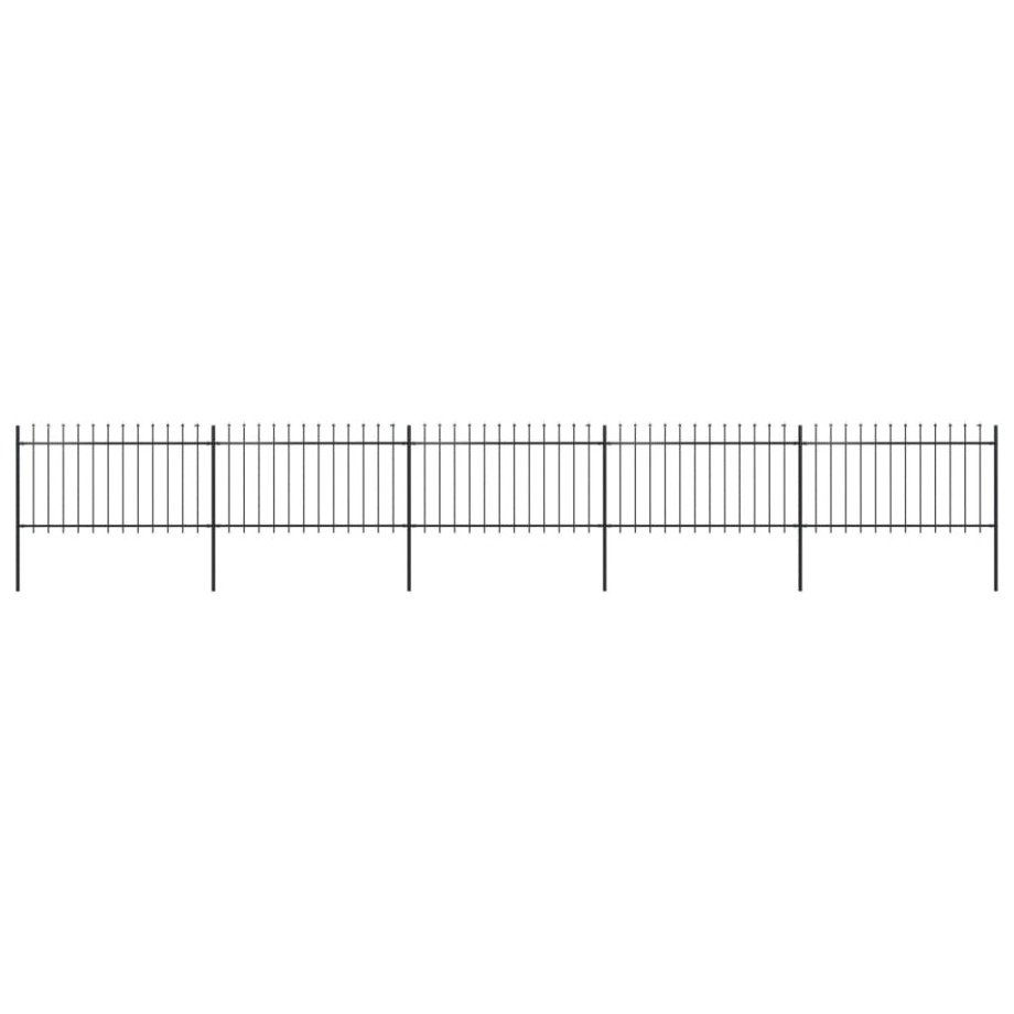 vidaXL Tuinhek met speerpunt staal 892,5x100 cm zwart afbeelding 1