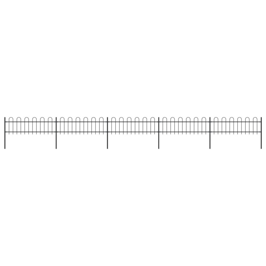 vidaXL Tuinhek met ringtop staal 892,5x60 cm zwart afbeelding 1
