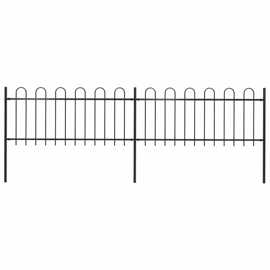 vidaXL Tuinhek met ringtop staal 359x80 cm zwart vidaXL Tuinhek met ringtop staal 359x80 cm zwart afbeelding 1