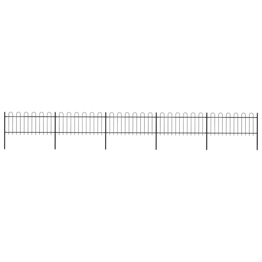 vidaXL Tuinhek met ringtop staal 892,5x80 cm zwart vidaXL Tuinhek met ringtop staal 892,5x80 cm zwart afbeelding 1