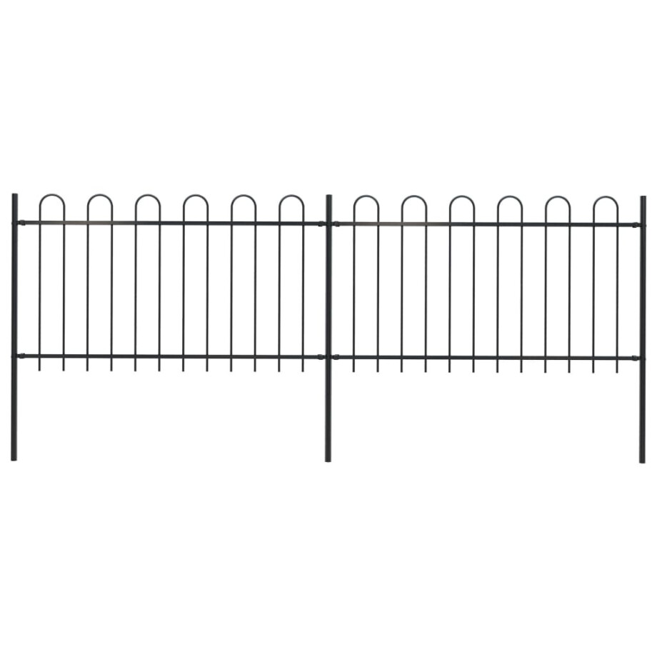 vidaXL Tuinhek met ringtop staal 359x100 cm zwart afbeelding 1