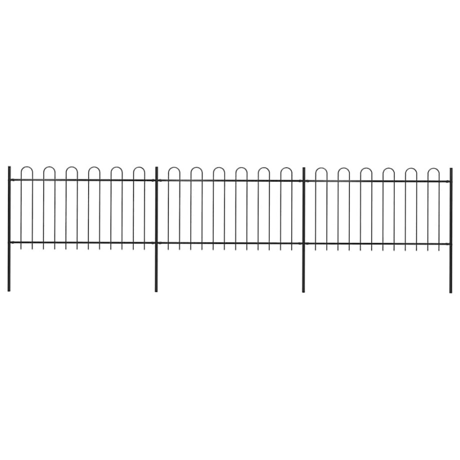 vidaXL Tuinhek met ringtop staal 537x100 cm zwart afbeelding 1
