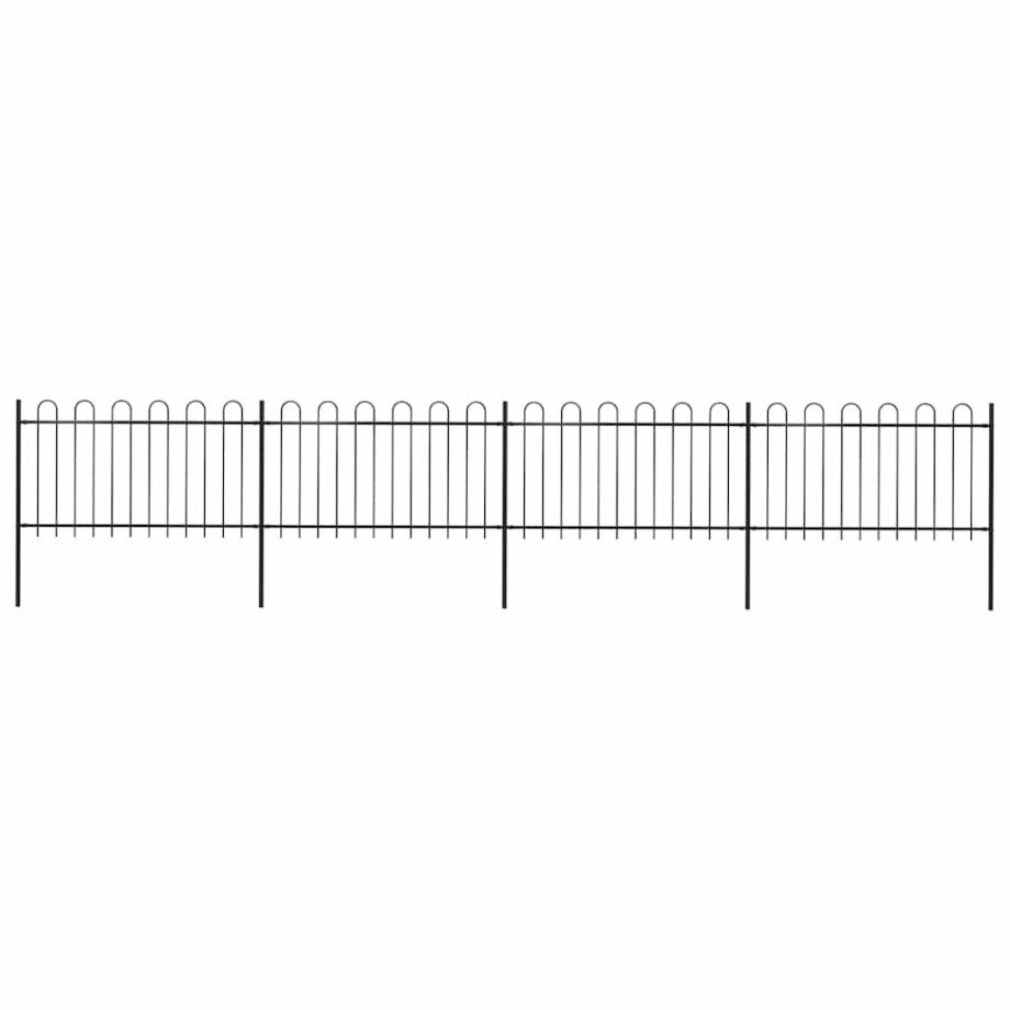 vidaXL Tuinhek met ringtop staal 714,5x100 cm zwart afbeelding 1