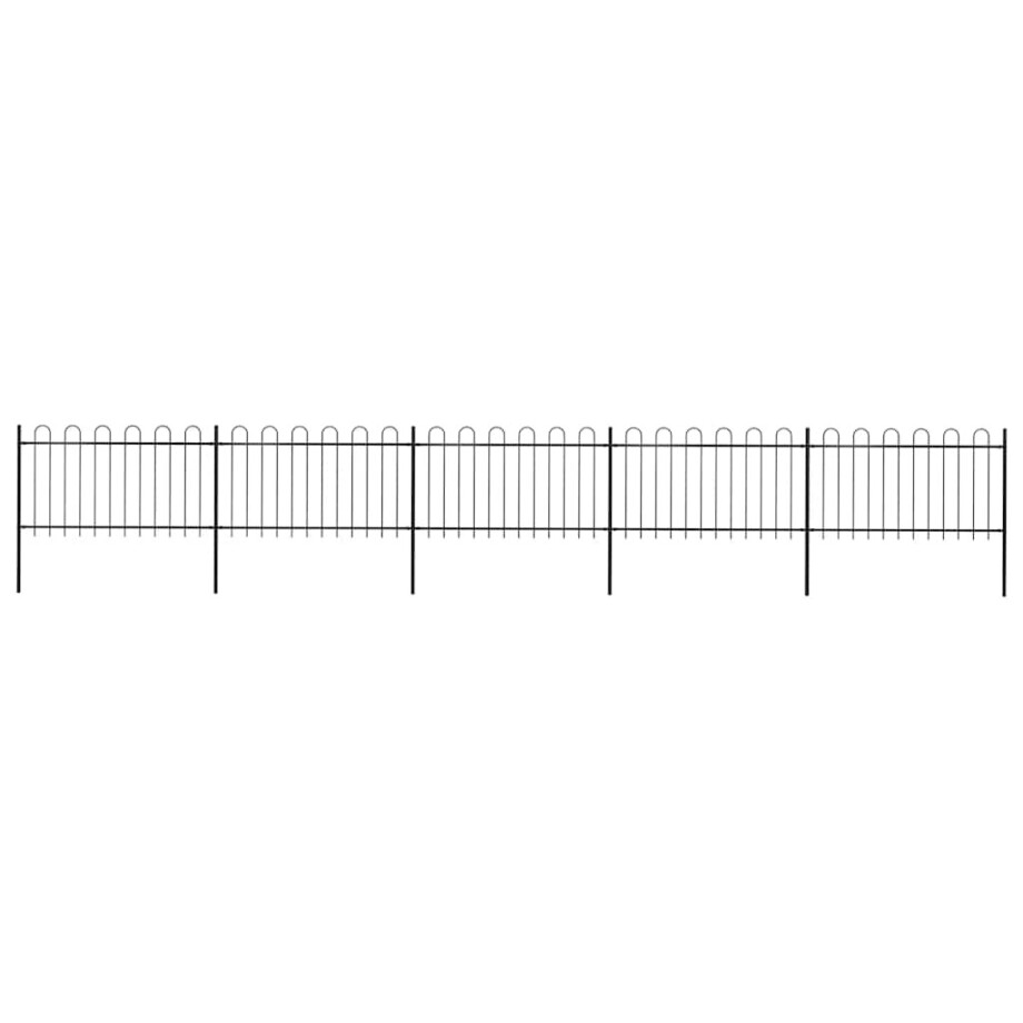 vidaXL Tuinhek met ringtop staal 892,5x100 cm zwart afbeelding 1