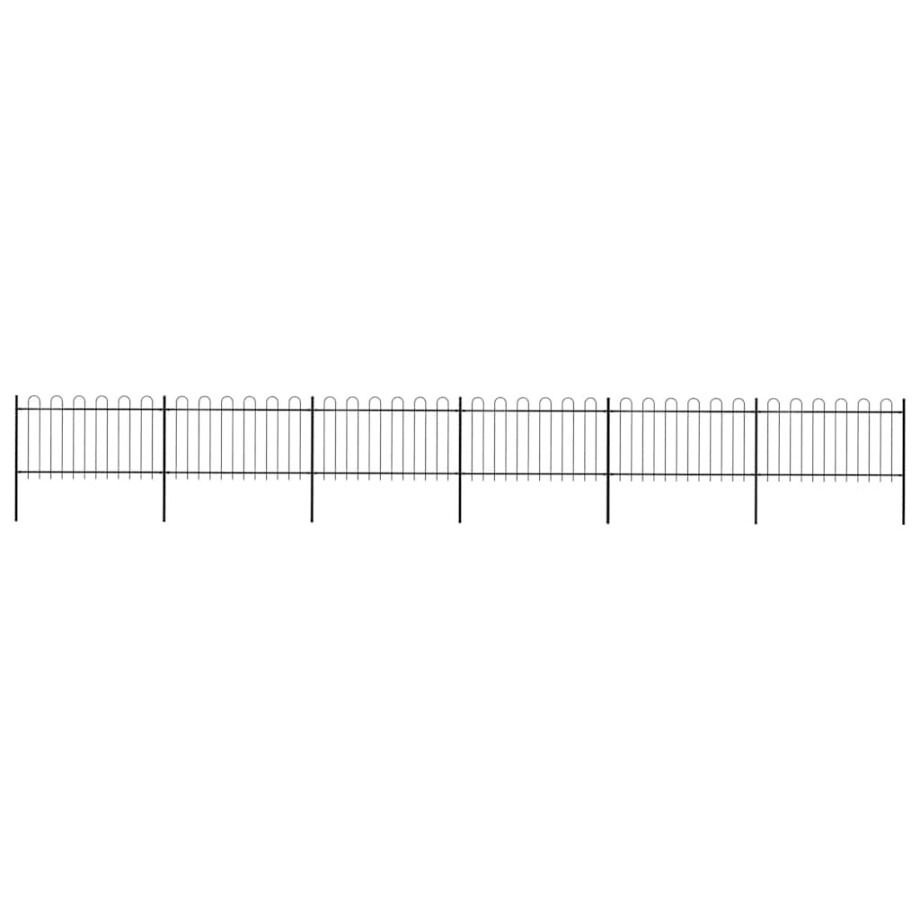 vidaXL Tuinhek met ringtop staal 1070x100 cm zwart afbeelding 1