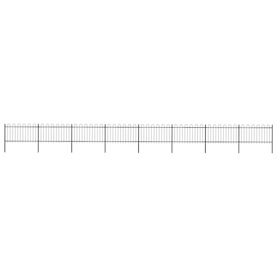 vidaXL Tuinhek met ringtop staal 1426x100 cm zwart afbeelding 1