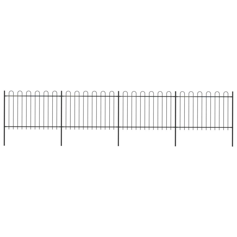 vidaXL Tuinhek met ringtop staal 714,5x120 cm zwart vidaXL Tuinhek met ringtop staal 714,5x120 cm zwart afbeelding 1