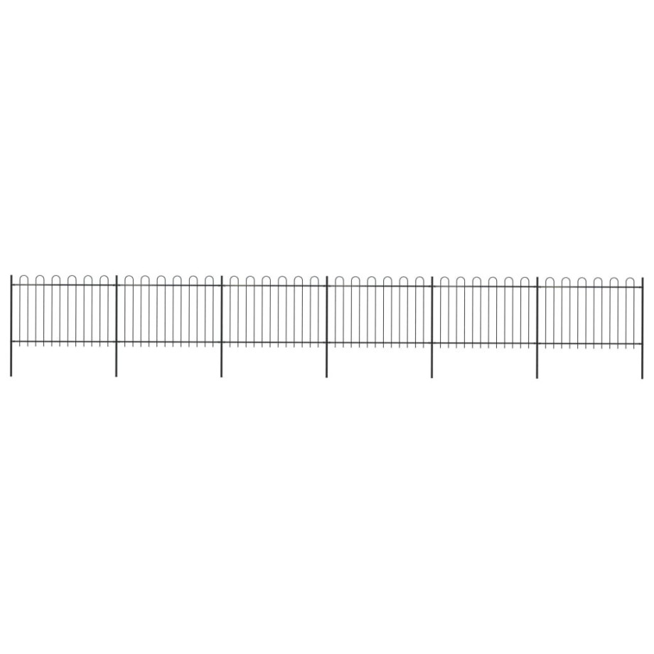 vidaXL Tuinhek met ringtop staal 1070x120 cm zwart vidaXL Tuinhek met ringtop staal 1070x120 cm zwart afbeelding 1