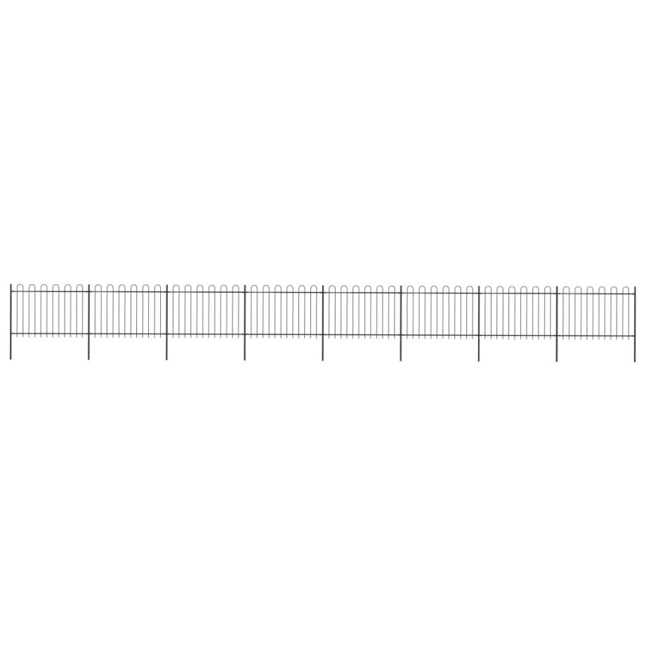 vidaXL Tuinhek met ringtop staal 1426x120 cm zwart afbeelding 1